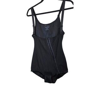 Isavela Black Compression Bodysuit Adjustable Straps & Front Hook Closure - M